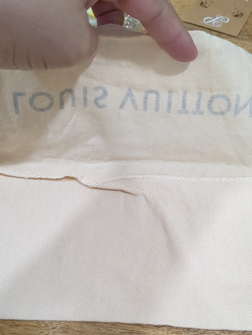 Louis Vuitton Cream Dust Bag with Navy Logo